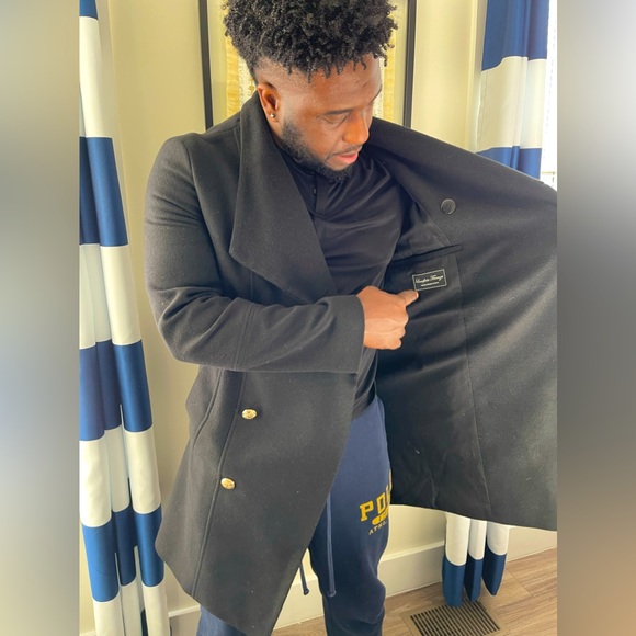 Religion Double Breasted Funnel Neck Overcoat with Pockets - Picture 5 of 7